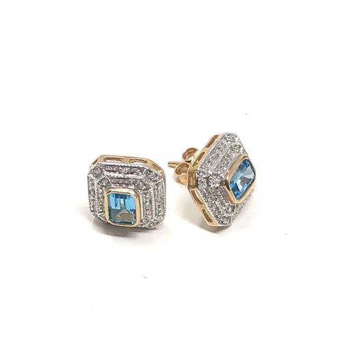 124 - 9ct gold vintage topaz & diamond earrings (2.8g)