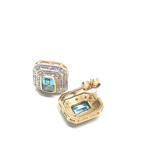 124 - 9ct gold vintage topaz & diamond earrings (2.8g)