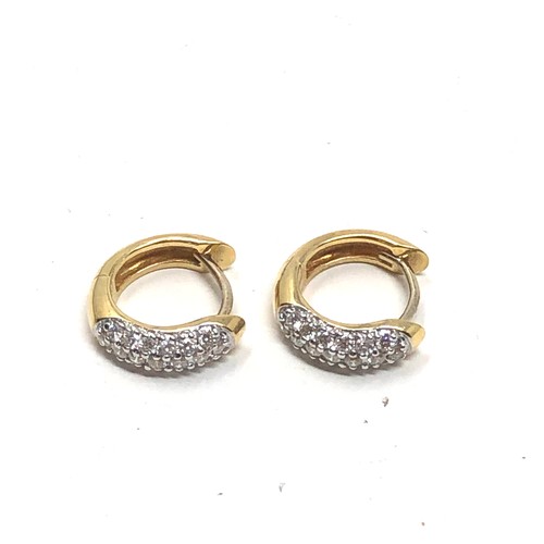 147 - 18ct gold diamond hoop earrings (3.5g)