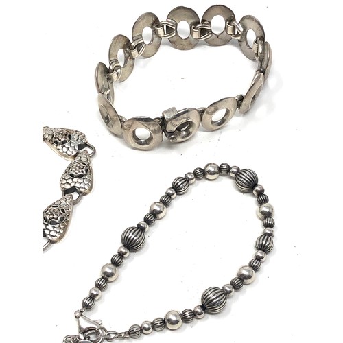 383 - 3 X Sterling Silver Textured Bracelets Including Carolyn Pollack (80g)