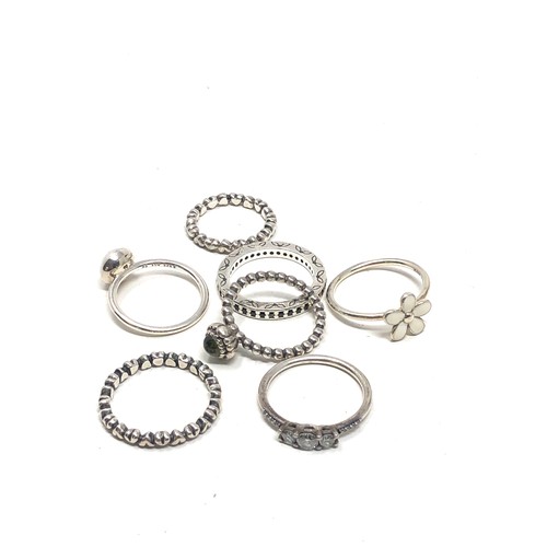 414 - 7 X Sterling Silver Pandora Rings (20g) missing some stones