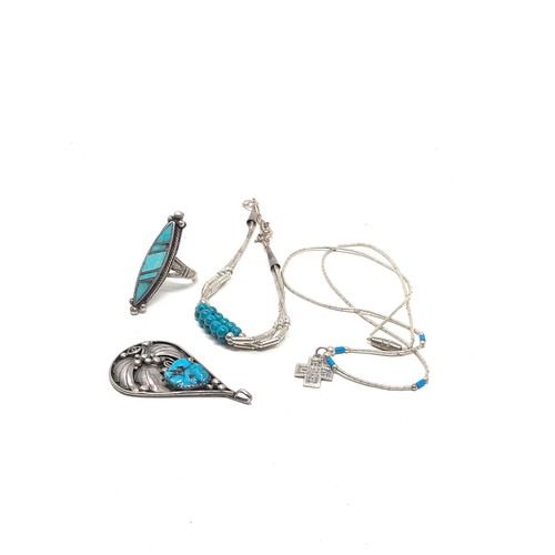 407 - 4 X Sterling Silver Navajo style Jewellery  (26g)