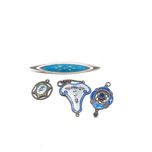 415 - 4 X Vintage & Antique Sterling Silver Enamel jewellery Including Charles Horner & John Atkins & Sons... 