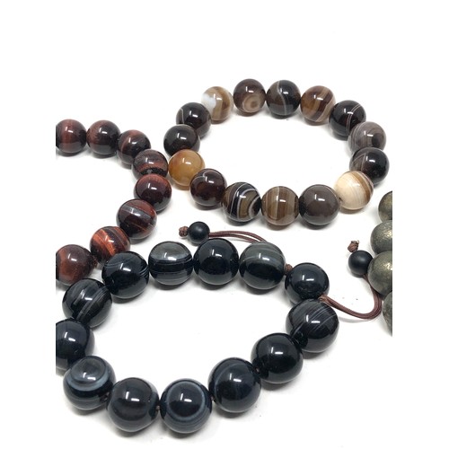 436 - 4 X Banded Agate & stone Chunky Bracelets (275g)