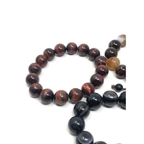 436 - 4 X Banded Agate & stone Chunky Bracelets (275g)