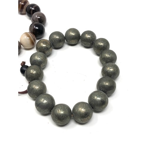 436 - 4 X Banded Agate & stone Chunky Bracelets (275g)