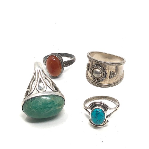 375 - 5 X Sterling Silver Vintage Rings Including Suarti & Turquoise (25g)