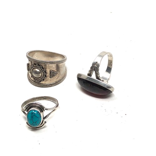 375 - 5 X Sterling Silver Vintage Rings Including Suarti & Turquoise (25g)