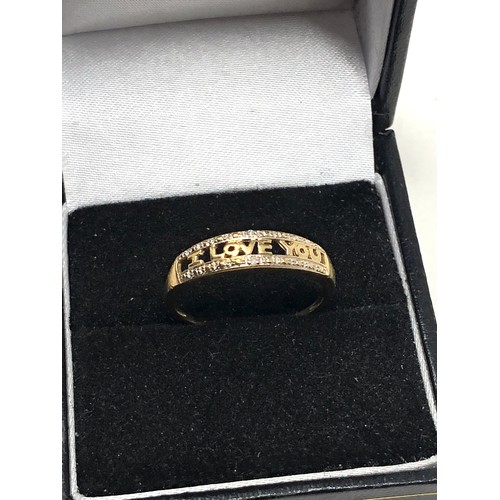 68 - 9ct gold diamond i love you  ring weight 1.2g