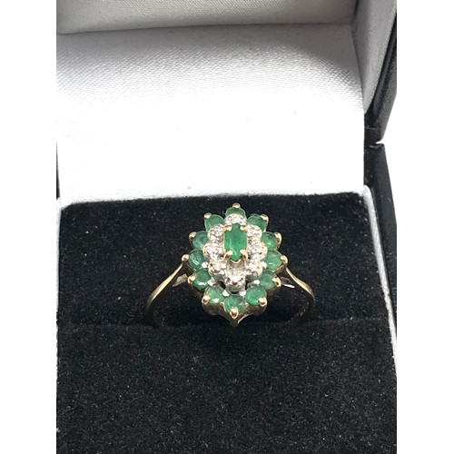 69 - 9ct gold emerald & diamond ring weight 2.3g