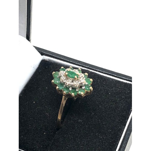 69 - 9ct gold emerald & diamond ring weight 2.3g