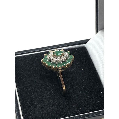 69 - 9ct gold emerald & diamond ring weight 2.3g