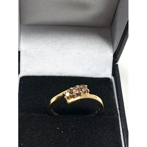 77 - 9ct gold champagne diamond ring weight 2.3g