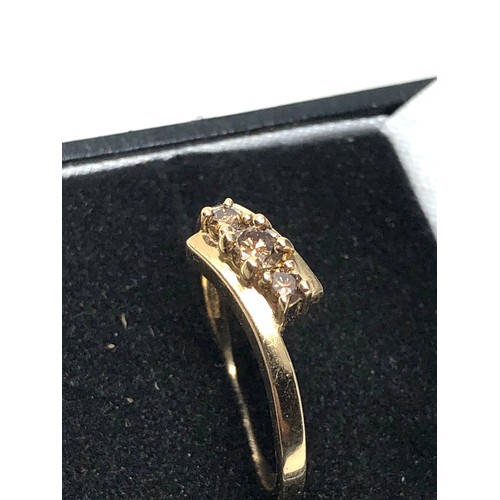 77 - 9ct gold champagne diamond ring weight 2.3g