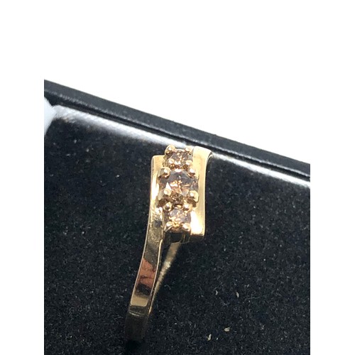 77 - 9ct gold champagne diamond ring weight 2.3g