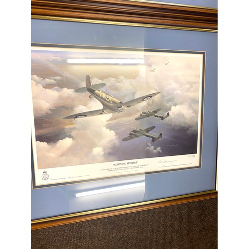 94 - Three framed prints to include Wills cigarette cards, Achtung spitfire etc largest measures approx 2... 