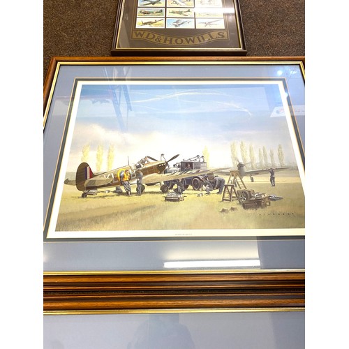 94 - Three framed prints to include Wills cigarette cards, Achtung spitfire etc largest measures approx 2... 