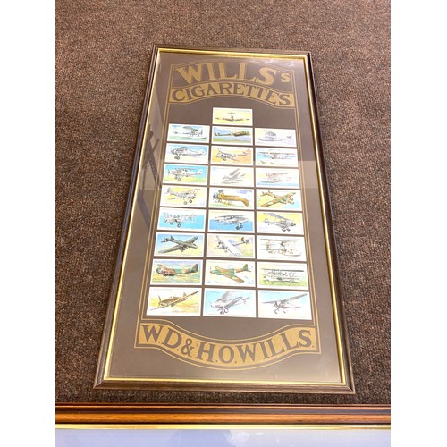 94 - Three framed prints to include Wills cigarette cards, Achtung spitfire etc largest measures approx 2... 