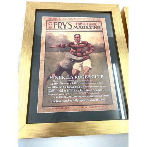 99 - Two vintage framed prints to include Frys Magazine and Famous fights approx measures of frames 22.5 ... 