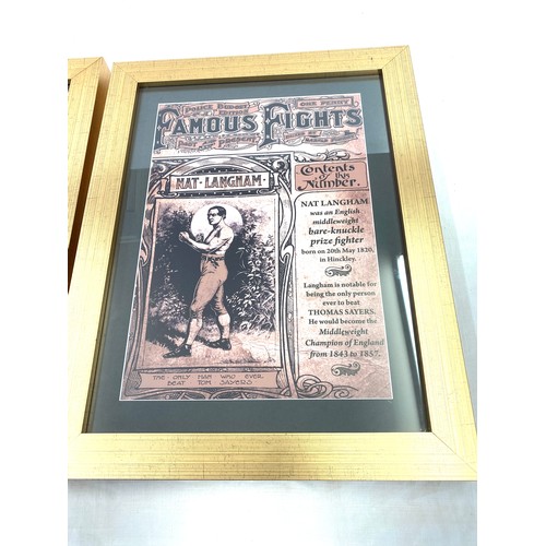 99 - Two vintage framed prints to include Frys Magazine and Famous fights approx measures of frames 22.5 ... 