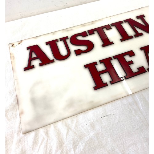 86 - Perpex Austin Healey sign, approximate measurements: Length 63 inches, Height 13.5 inches