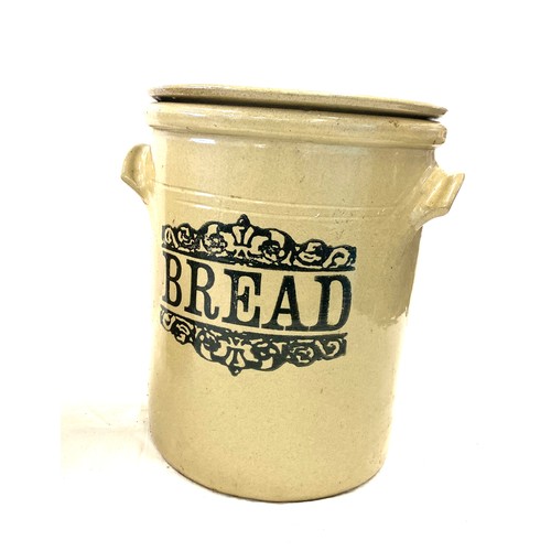 319 - Earthernware barrel and bread pot, approximate measurements of largest : 13.5 inches