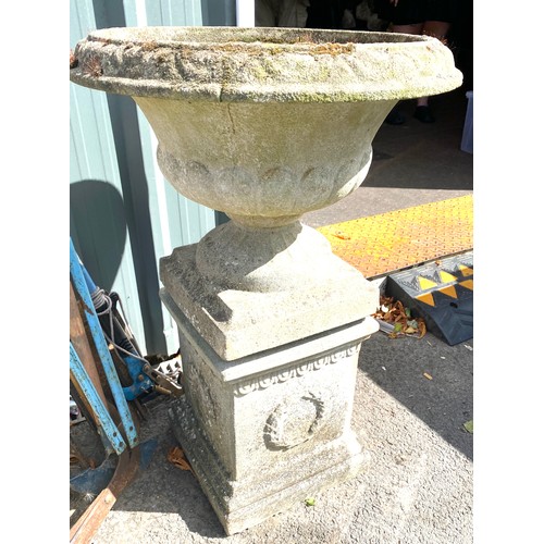 100K - Concrete planter and stand, overall height 34 inches, Diameter 20 inches