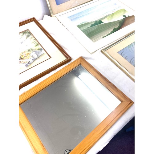 47 - Selection 3 framed prints/ paintings, 1 framed mirror