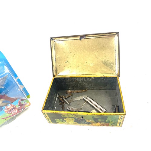 81 - Selection of collectable items includes tin, pocket knife etc