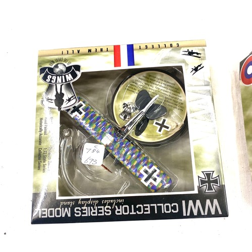 91 - 4 Boxed WW1 die cast aircraft models includes French Spad XIII, American D.H.4 etc