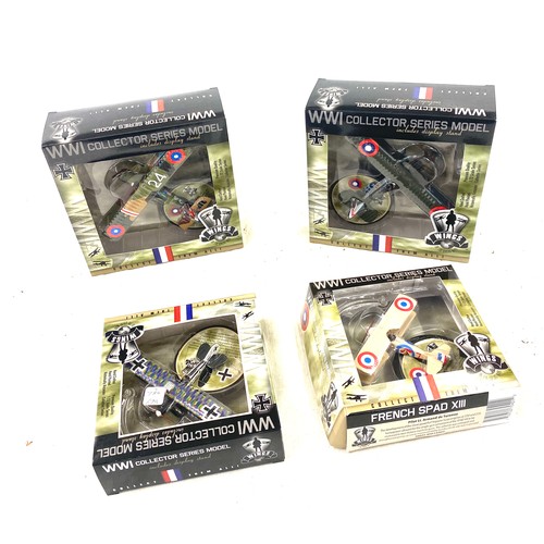 91 - 4 Boxed WW1 die cast aircraft models includes French Spad XIII, American D.H.4 etc