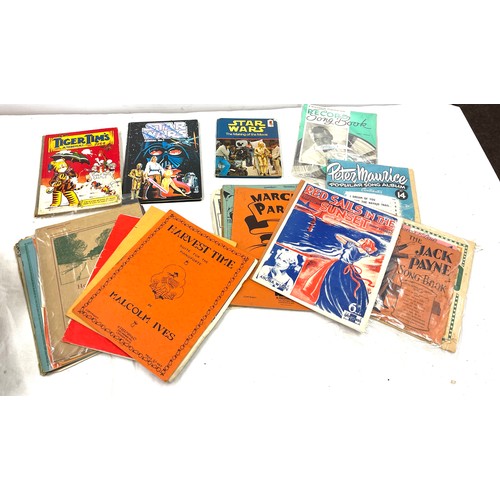 282 - Selection of Vintage music sheets, Tiger tim annual, star wars annual etc