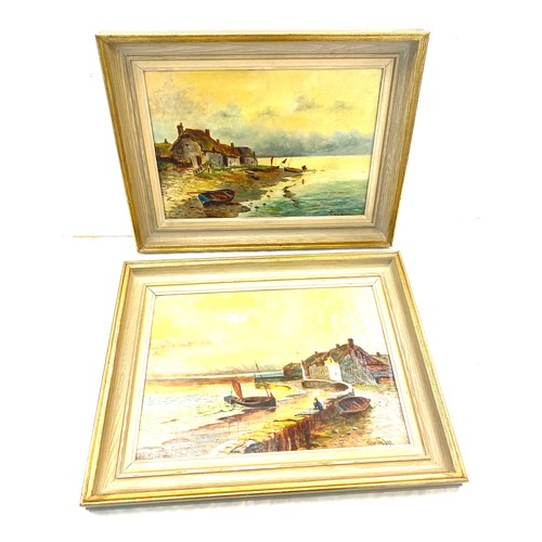 73A - Pair of oils on board signed G.Thurstoney- Depicting harbour scenes