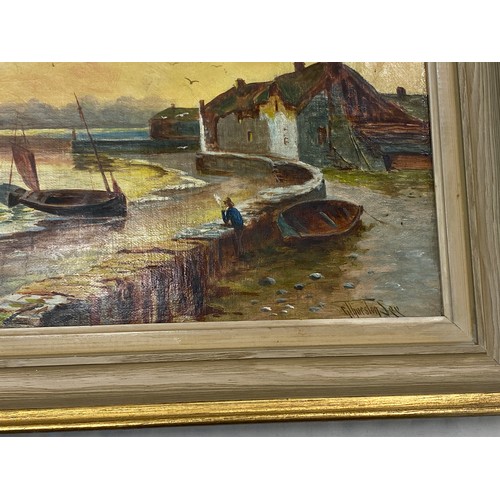 73A - Pair of oils on board signed G.Thurstoney- Depicting harbour scenes