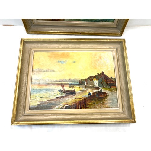 73A - Pair of oils on board signed G.Thurstoney- Depicting harbour scenes