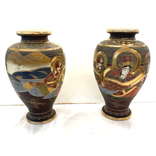 6 - Two Oriental Vases marks to base measures approx height 12.5 inches