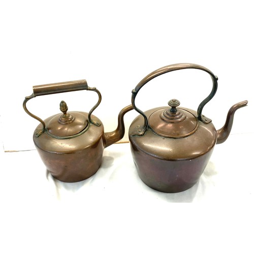 69 - Two Antique Copper kettles tallest measures approx 12 inches tall