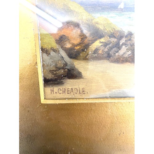 19 - Signed Henry Cheadle beach scene framed painting, approximate frame measurements: Height 12.5 inches... 