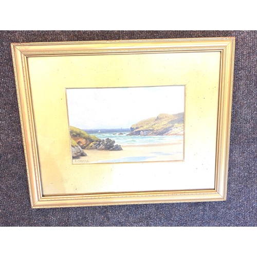 19 - Signed Henry Cheadle beach scene framed painting, approximate frame measurements: Height 12.5 inches... 