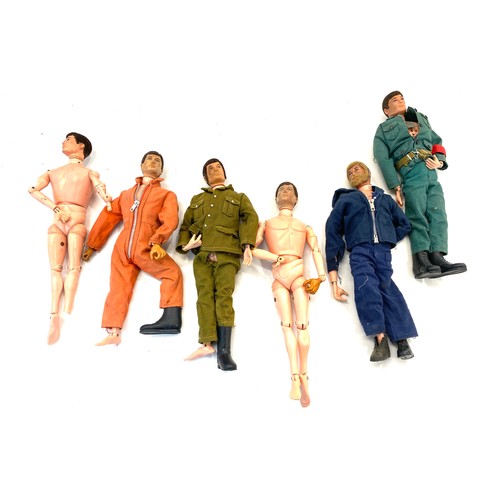 34 - Selection of 1964 onwards Action men, 6 in total, 2 missing hands and a foot