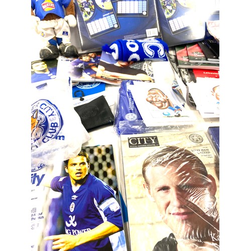 257 - Leicester city football memorabilia to include scarf, notebooks, calendars etc