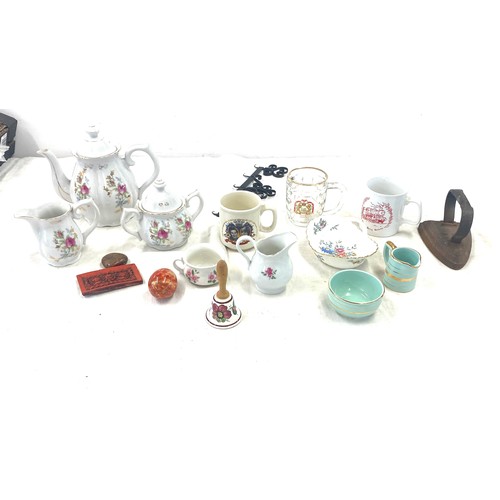 266 - Selection of miscellaneous items includes flat iron, pottery etc