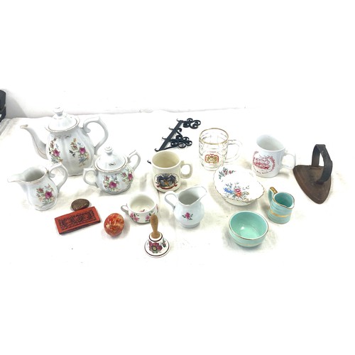 266 - Selection of miscellaneous items includes flat iron, pottery etc