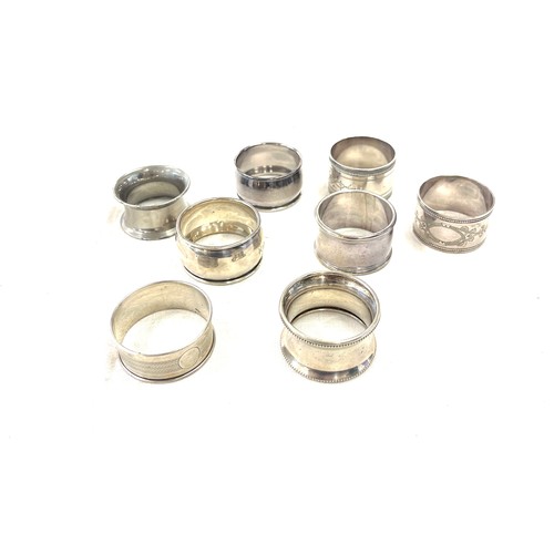 592 - Selection of Napkin rings includes 1 silver, epns etc