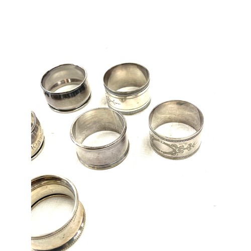 592 - Selection of Napkin rings includes 1 silver, epns etc