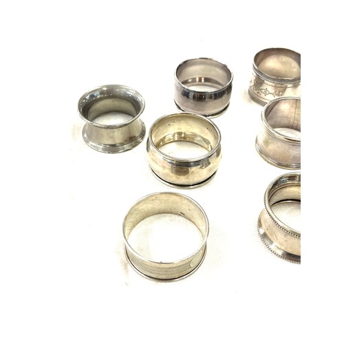 592 - Selection of Napkin rings includes 1 silver, epns etc