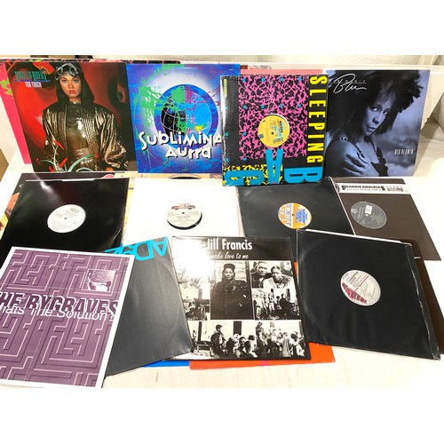 106 - Large selection of 12 inch dance, R&B and soul record singles to include Peggi Blu, Sade, Micheal Wa... 