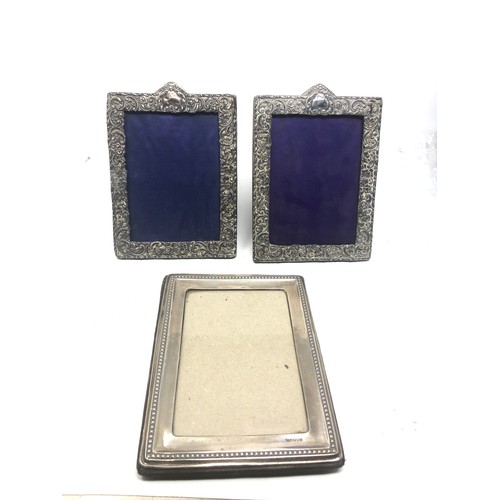 16 - 3 silver picture frames missing glass
