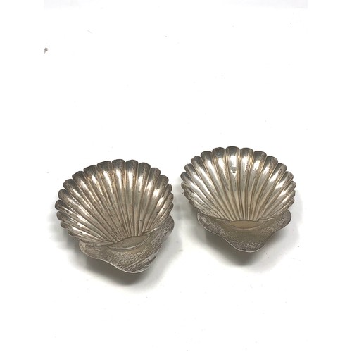 39 - 2 antique silver oyster shell dishes