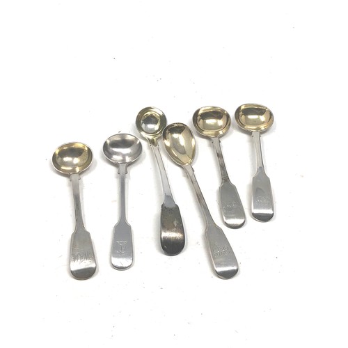 48 - 6 assorted antique silver mustard spoons